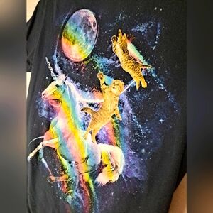 Space Cats and Unicorn t shirt unisex Medium size